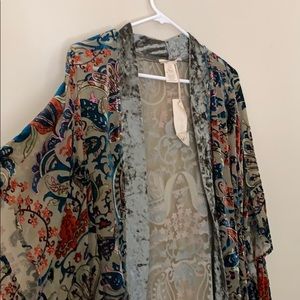 Paisley Kimono in olive natural tones